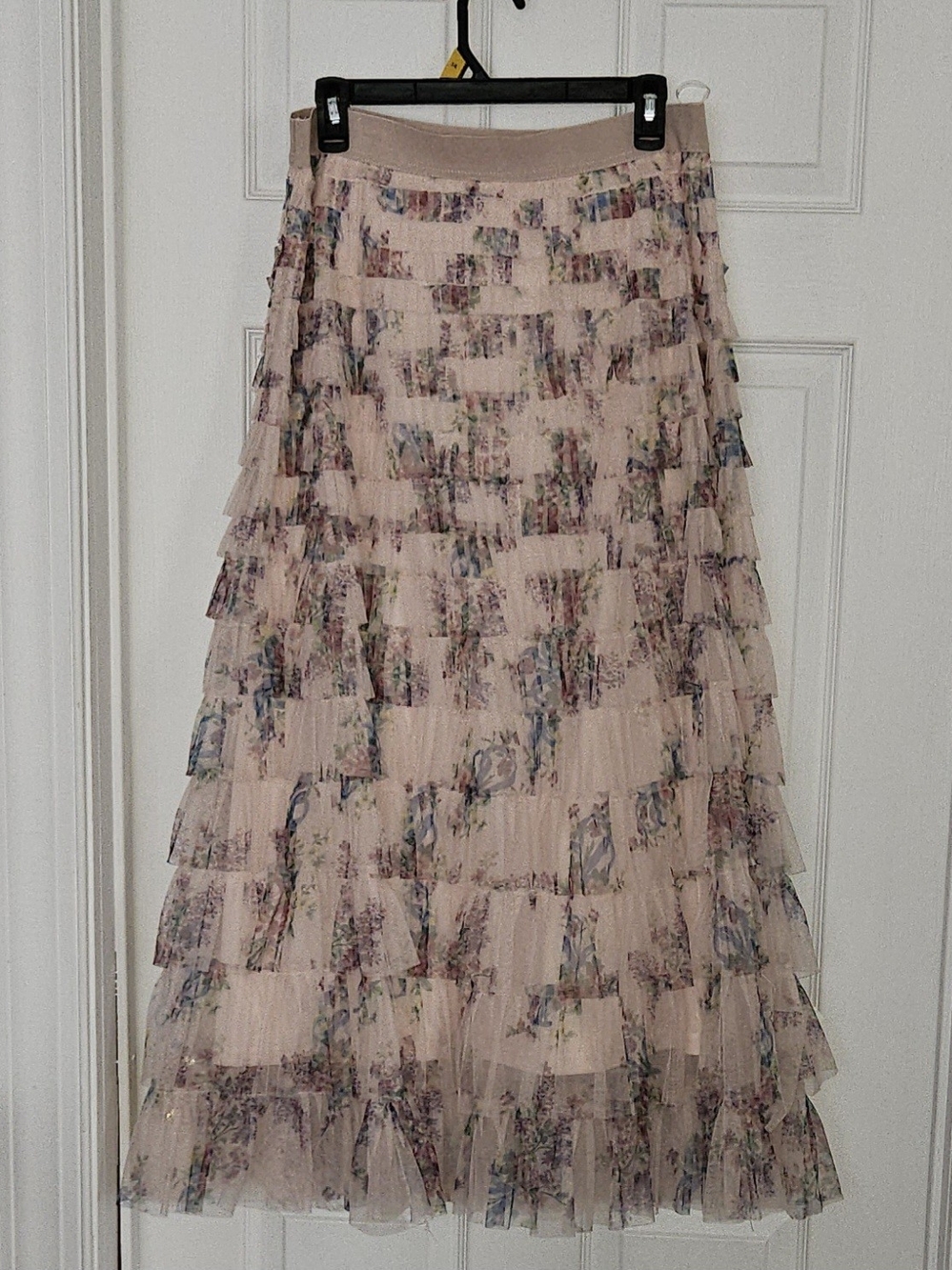 Blush Floral Tiered Maxi Skirt
